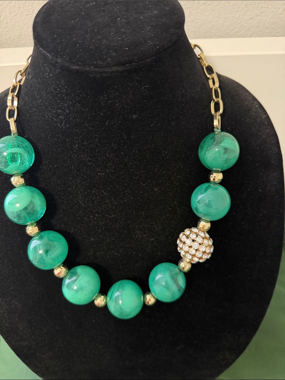 Green Beaded Statement Necklace by
